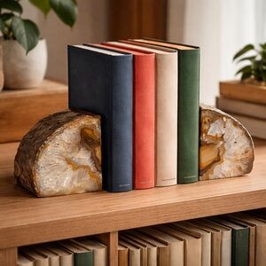 Agate Geode Bookends • Polished Quartz Crystal